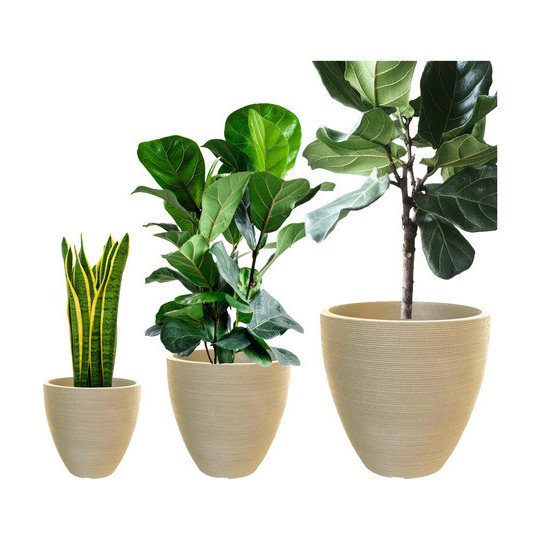 Set 3 Macetas Rusticas Redonda Cemento Liviana Resistente Uv