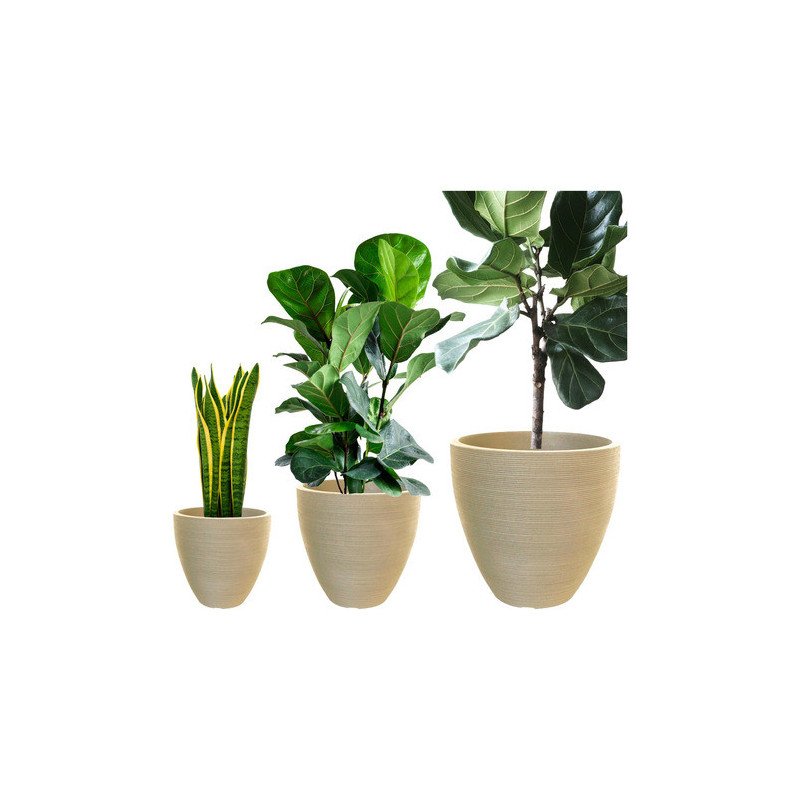 Set 3 Macetas Rusticas Redonda Cemento Liviana Resistente Uv
