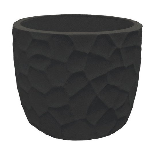 Maceta Redonda Prisma Plomo 42x33cm Liviana Resistente Uv