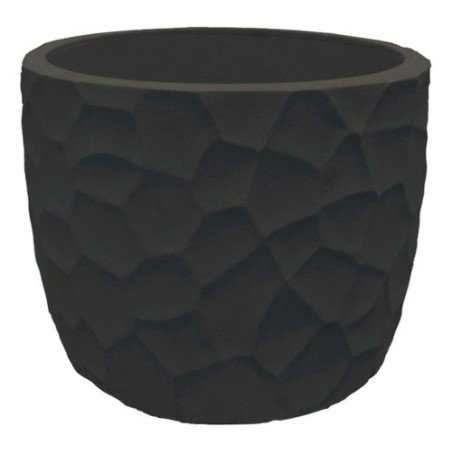 Maceta Redonda Prisma Plomo 42x33cm Liviana Resistente Uv