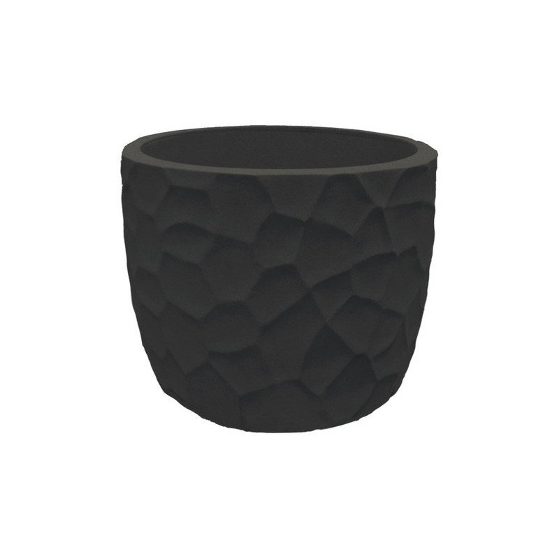 Maceta Redonda Prisma Plomo 42x33cm Liviana Resistente Uv