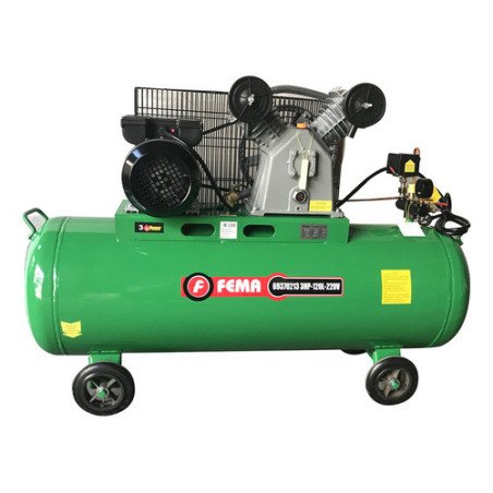 Compresor a correa 120 Litros 3 Hp 220v 8 bar marca Fema