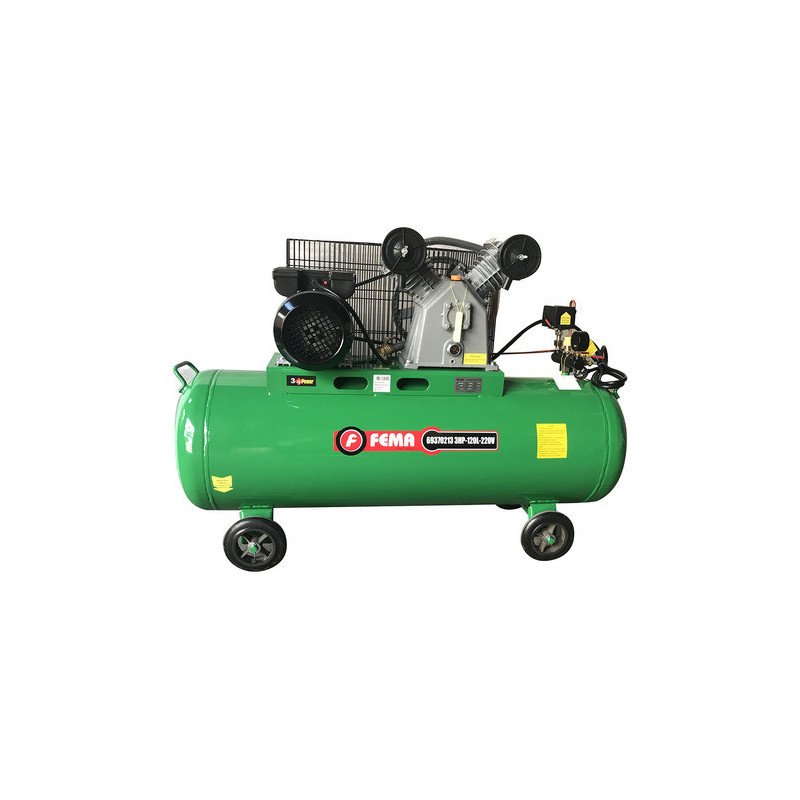 Compresor a correa 120 Litros 3 Hp 220v 8 bar marca Fema