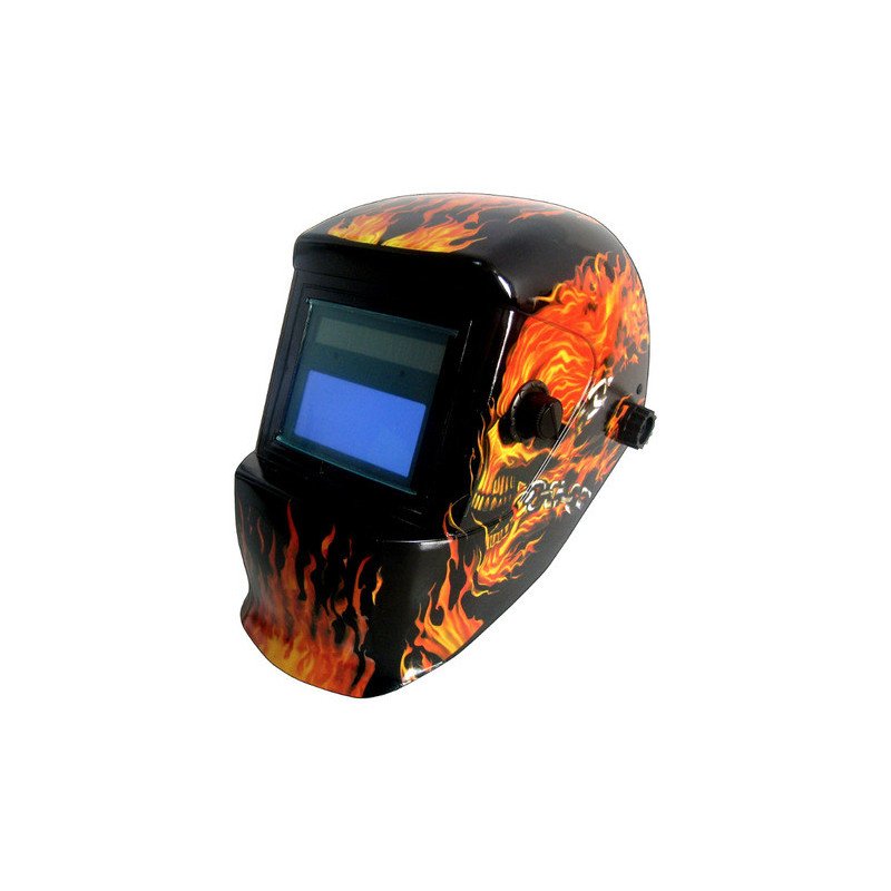 Máscara Automatica Soldar Visor 92x42 Careta Fuego Negro