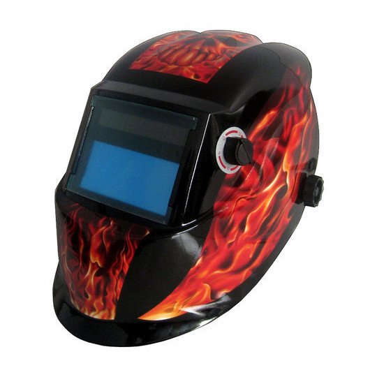 Máscara Automatica Soldar Visor 98x45 Rojo Negro Careta