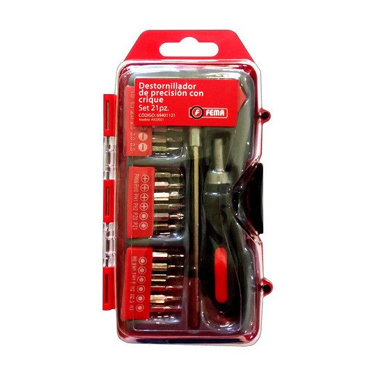 Set Destornillador Precision Crique Fema Kit 21 Puntas 25 Mm