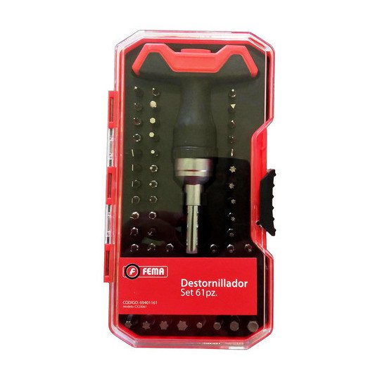 Fema Set Destornillador Llave T Crique 36 Puntas Tubos 25mm