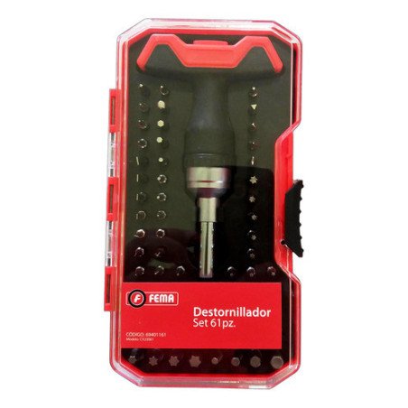 Fema Set Destornillador Llave T Crique 36 Puntas Tubos 25mm