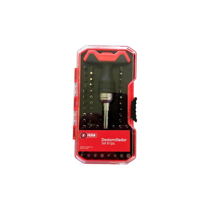 Fema Set Destornillador Llave T Crique 36 Puntas Tubos 25mm