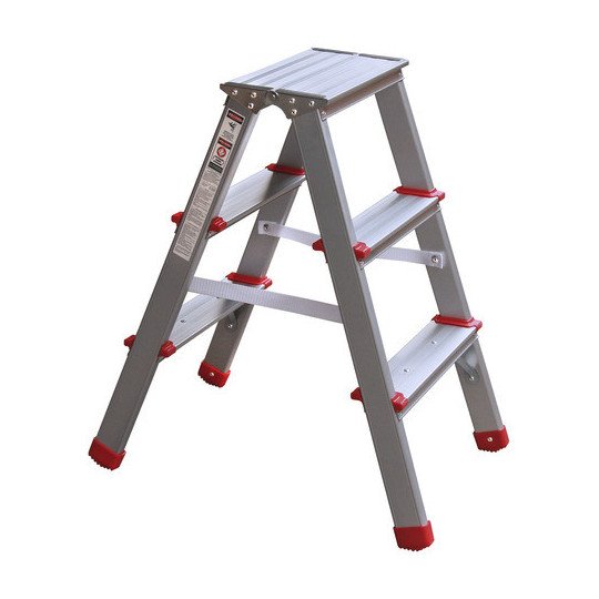Escalera Plegable Aluminio Doble Lado 66 Cm 95kg 3 Peldaños