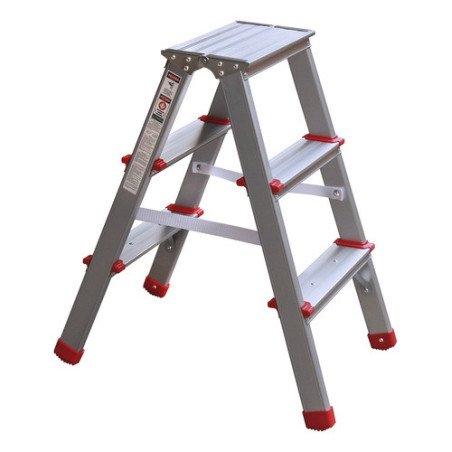 Escalera Plegable Aluminio Doble Lado 66 Cm 95kg 3 Peldaños