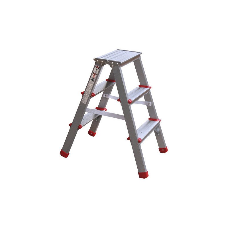 Escalera Plegable Aluminio Doble Lado 66 Cm 95kg 3 Peldaños