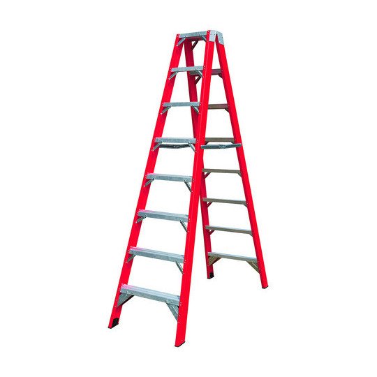 Escalera Plegable Fibra De Vidrio Doble Lado 244 Cm 150 Kg