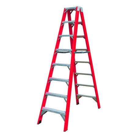 Escalera Plegable Fibra De Vidrio Doble Lado 244 Cm 150 Kg
