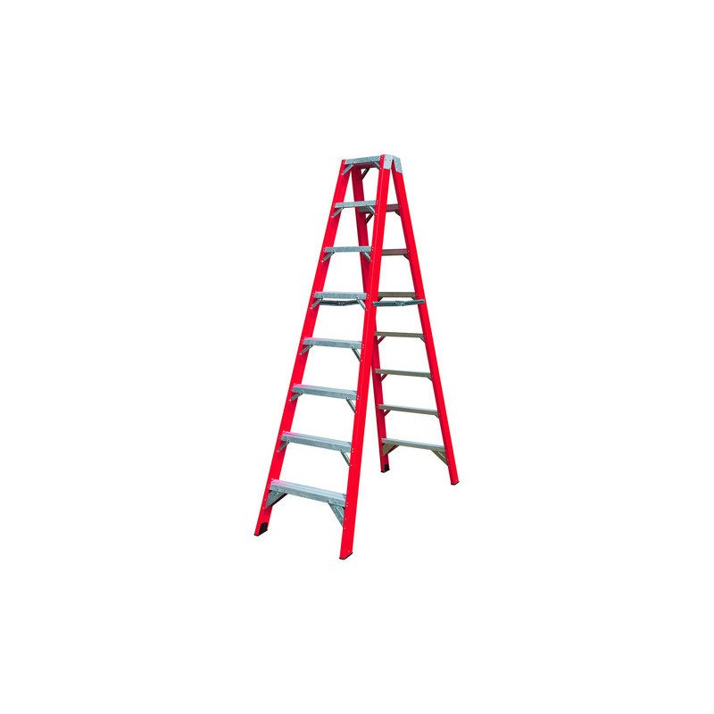 Escalera Plegable Fibra De Vidrio Doble Lado 244 Cm 150 Kg