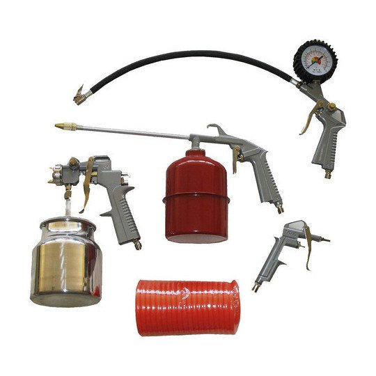 Kit 5 Piezas Compresor Manguera + Set Pistolas Pintar Aire