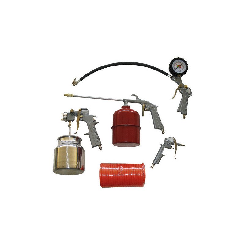 Kit 5 Piezas Compresor Manguera + Set Pistolas Pintar Aire