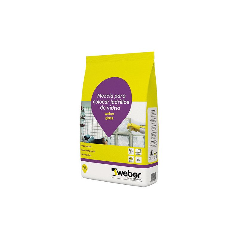 Adhesivo Para Ladrillos De Vidrio Weber Glass 25 Kg Blanco