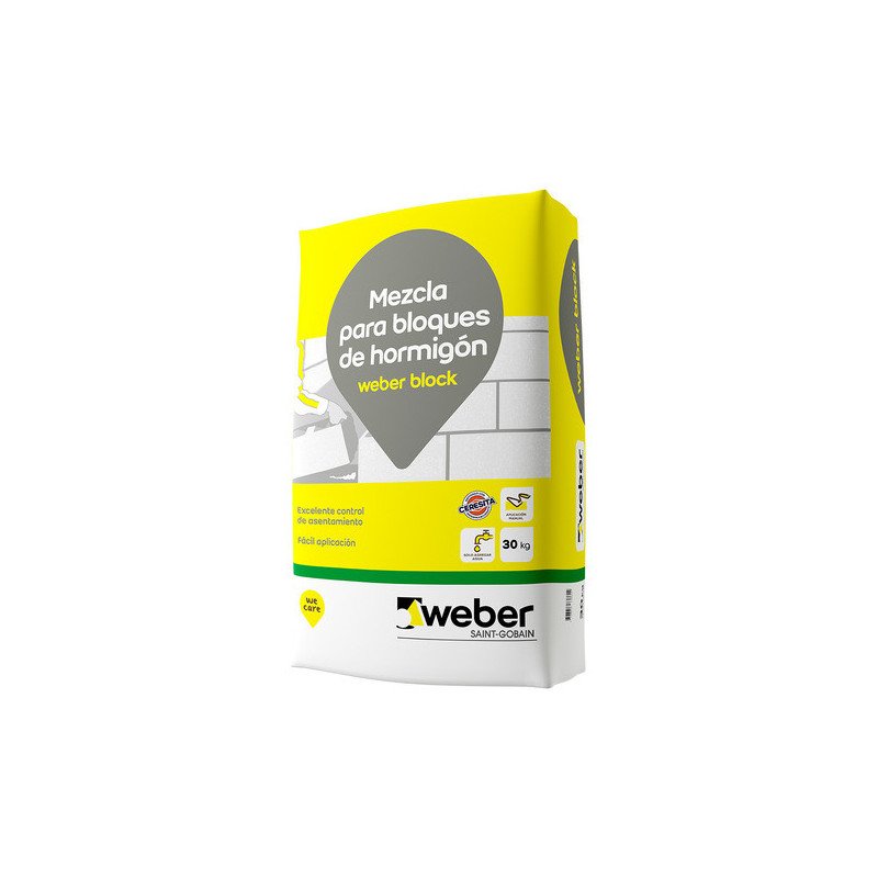 Weber Block Gris Mortero Ideal Para Bloques Hormigón 30 Kg