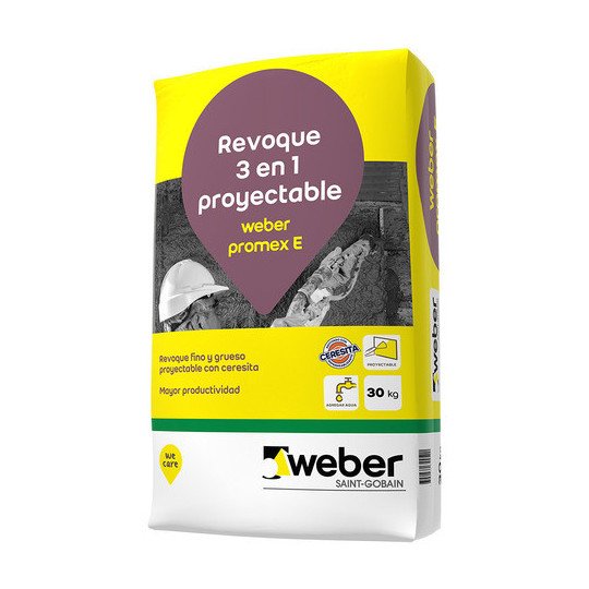 Weber Promex E Revoque Proyectable 3 En 1 Exterior 30kg Gris