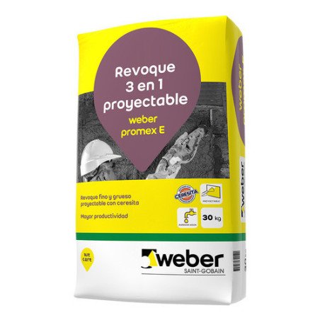 Weber Promex E Revoque Proyectable 3 En 1 Exterior 30kg Gris