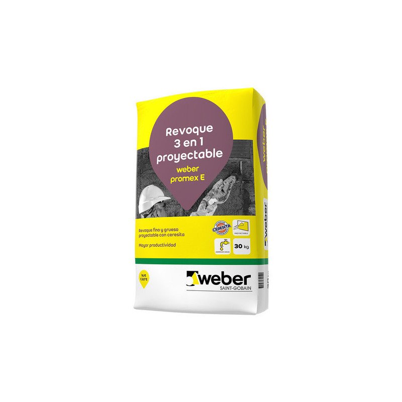 Weber Promex E Revoque Proyectable 3 En 1 Exterior 30kg Gris