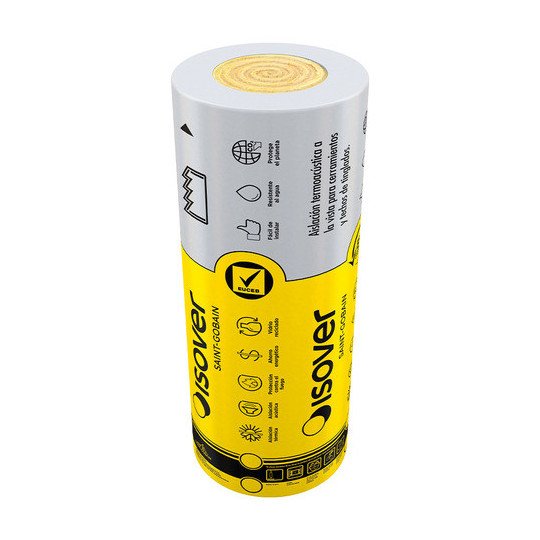 Lana Vidrio Tensado Alum Ancho 1.2m Largo 12m Espesor 80 Mm