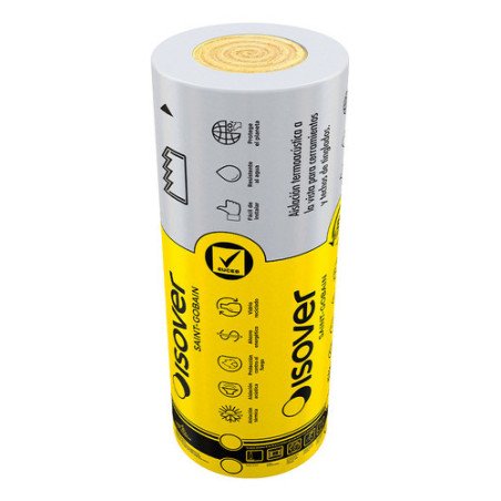Lana Vidrio Tensado Alum Ancho 1.2m Largo 12m Espesor 80 Mm