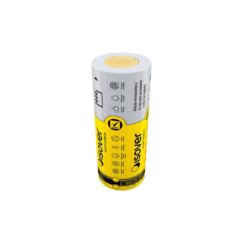 Lana Vidrio Tensado Alum Ancho 1.2m Largo 12m Espesor 80 Mm