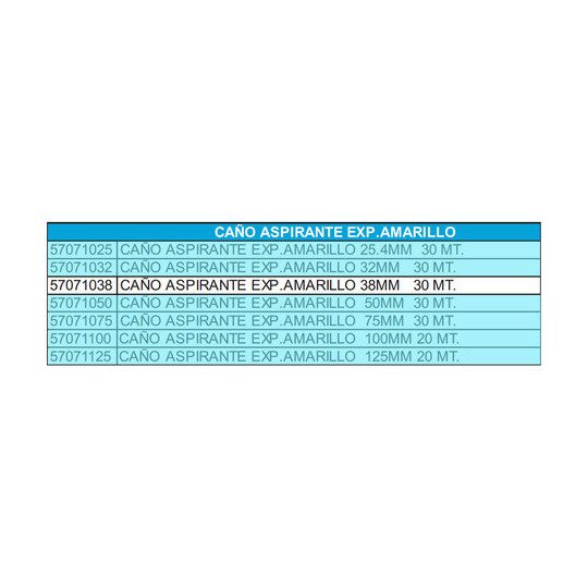 Manguera Aspiración Expulsión Amarilla Tecnocom 38mm 30mt