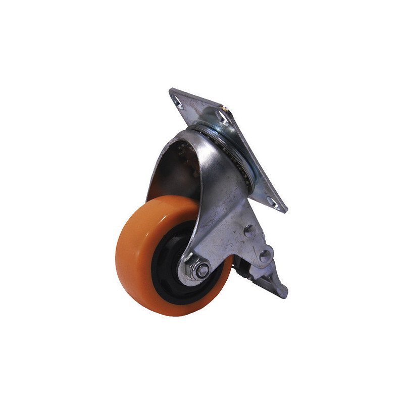 Rueda Fema 100 Mm X 32 Mm Base Giratoria Pvc Freno