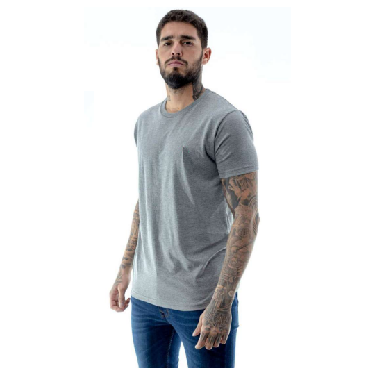 Remera Básica Gris Melange Escote Redondo Lisa (S al XL)