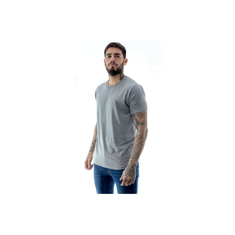 Remera Básica Gris Melange Escote Redondo Lisa (S al XL)