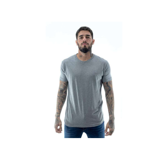 Remera Básica Gris Melange Escote Redondo Lisa (S al XL)