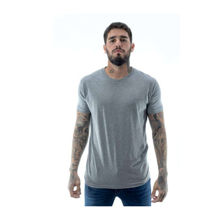Remera Básica Gris Melange Escote Redondo Lisa (S al XL)