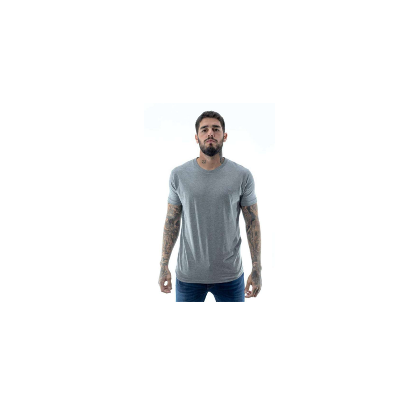 Remera Básica Gris Melange Escote Redondo Lisa (S al XL)