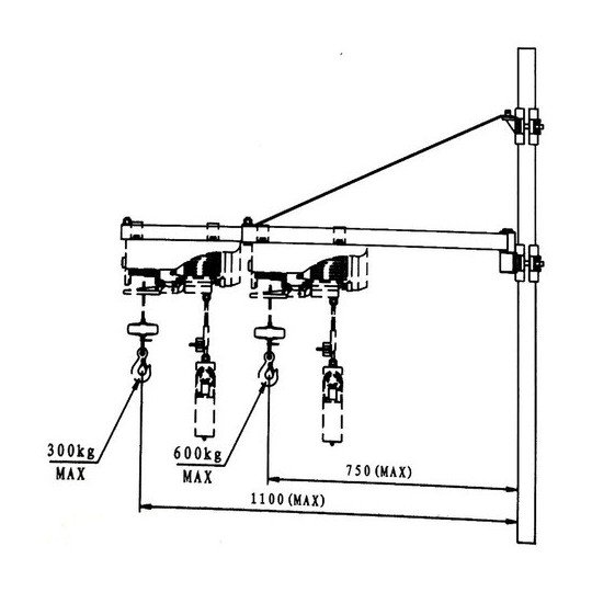 Soporte Giratorio Aparejo 300 / 600 Kg 1100 / 750 Mm 6,2kg
