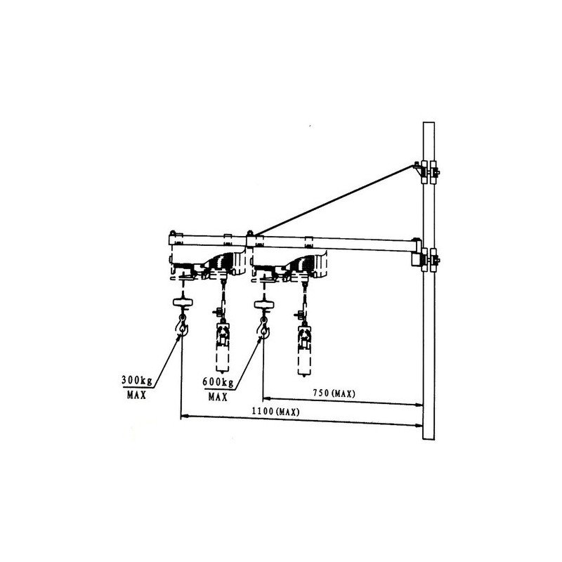 Soporte Giratorio Aparejo 300 / 600 Kg 1100 / 750 Mm 6,2kg