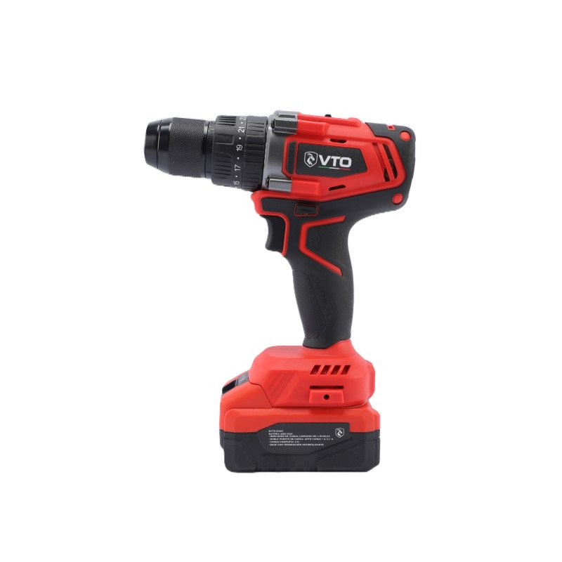 Taladro percutor y atornillador 13 mm brushless + 2 Baterías + Cargador Marca VTO