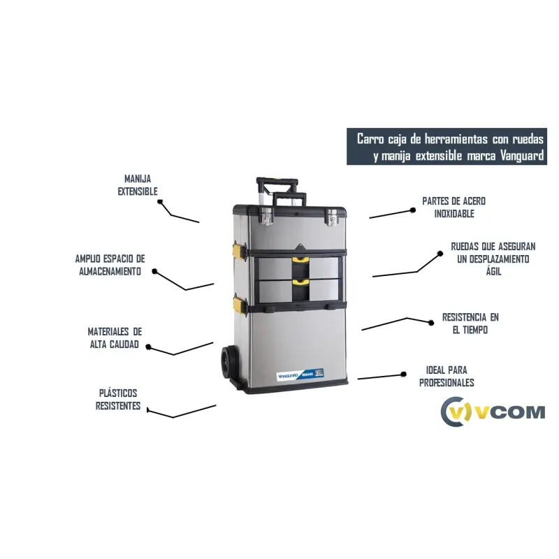 Carro caja de herramientas con ruedas y manija extensible marca Vanguard