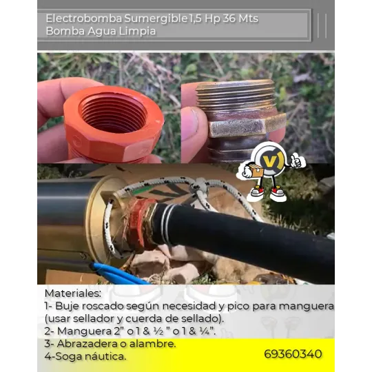 Electrobomba Sumergible 1,5 Hp 36 Mts Bomba Agua Limpia Fema Electrobomba Sumergible 1,5 Hp 36 Mts Bomba Agua Limpia Fema