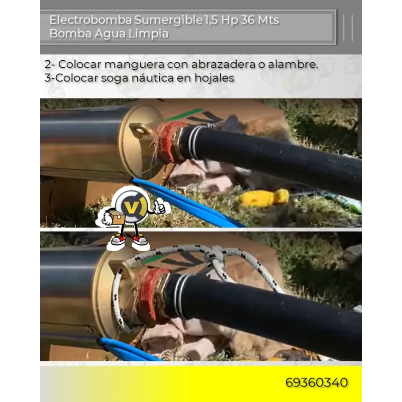 Electrobomba Sumergible 1,5 Hp 36 Mts Bomba Agua Limpia Fema