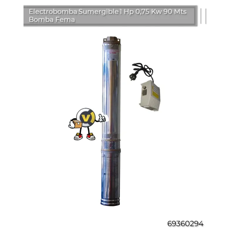 Electrobomba Sumergible 1 Hp 0,75 Kw 90 Mts Bomba Fema