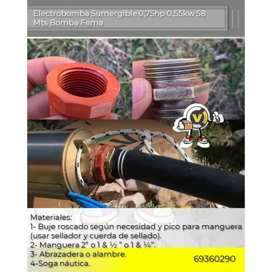 Electrobomba Sumergible 0,75hp 0,55kw 58 Mts Bomba Fema Electrobomba Sumergible 0,75hp 0,55kw 58 Mts Bomba Fema