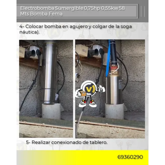 Electrobomba Sumergible 0,75hp 0,55kw 58 Mts Bomba Fema Electrobomba Sumergible 0,75hp 0,55kw 58 Mts Bomba Fema