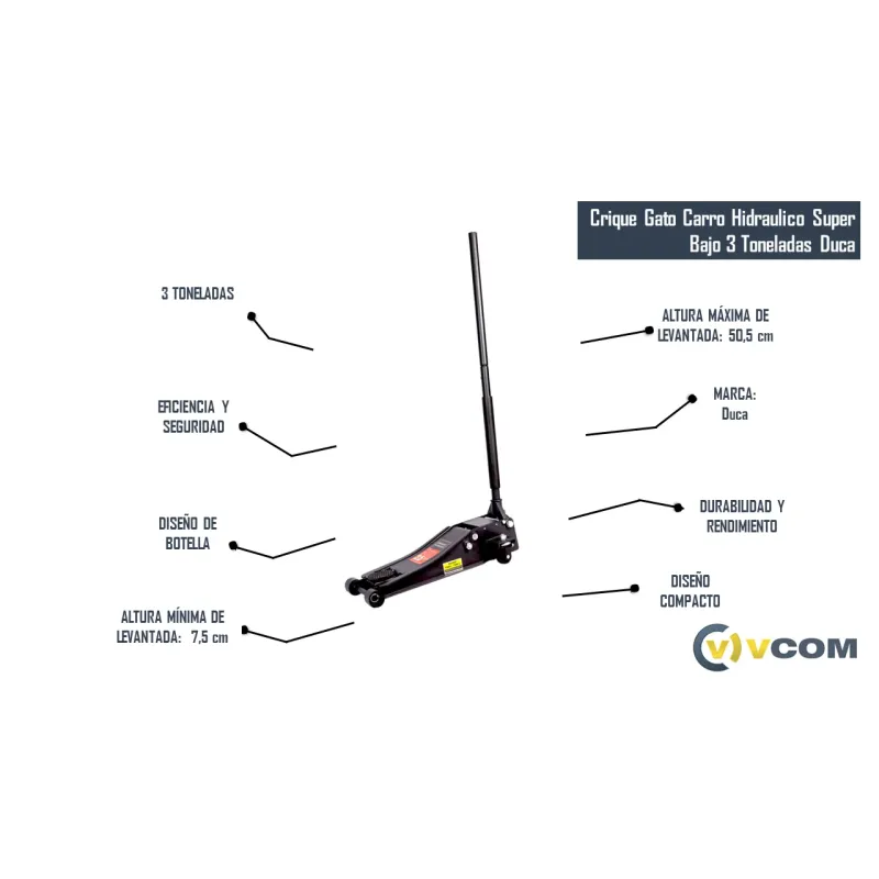 Crique gato carro hidraulico super bajo 3 toneladas marca Duca