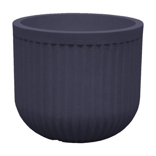 Maceta Redonda Flute Grafito 36x31cm Liviana Resistente Uv