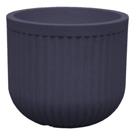 Maceta Redonda Flute Grafito 36x31cm Liviana Resistente Uv