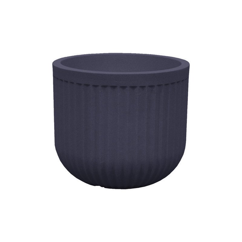 Maceta Redonda Flute Grafito 36x31cm Liviana Resistente Uv